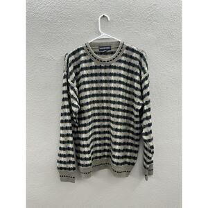 Van Heusen Mens Sweater Size Large Striped Tan Long Sleeve Knit